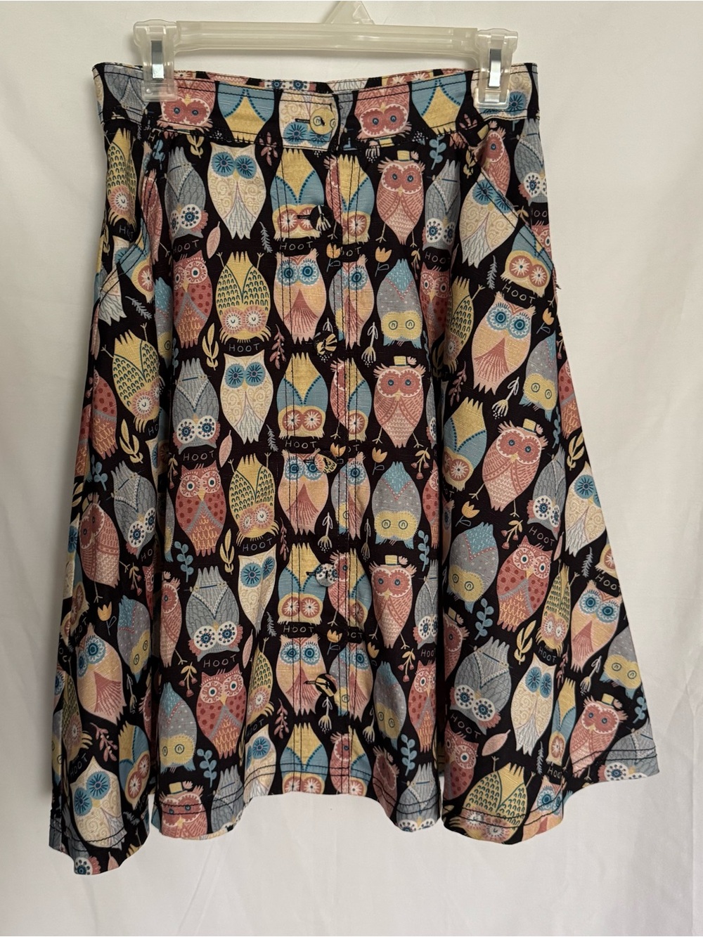 Unique Vintage Owl Nightfall‎ A-Line Skirt - Retro Novelty Print - Size S